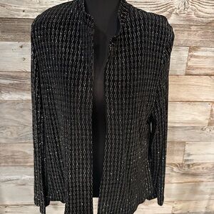 R&M Richards Black and Silver Glittery Blazer